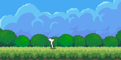 CAGGY sniffing around a park, finding a bone while a butterfly flies by